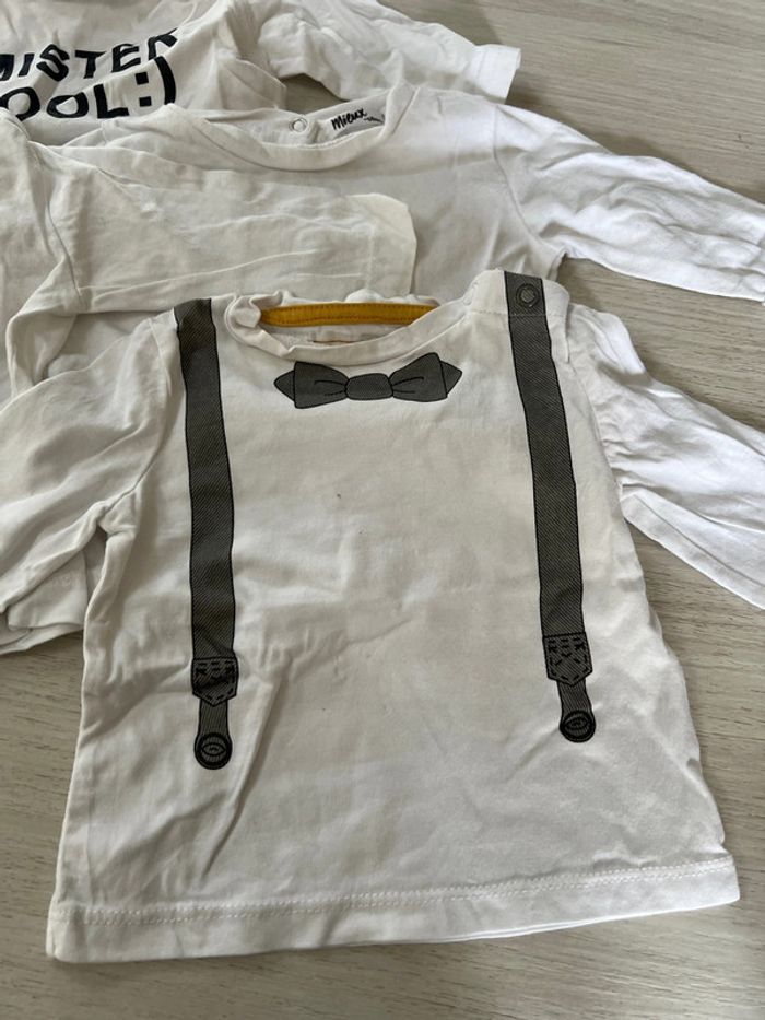 Lots 5 T-shirts manches longues blancs 3 mois - photo numéro 3