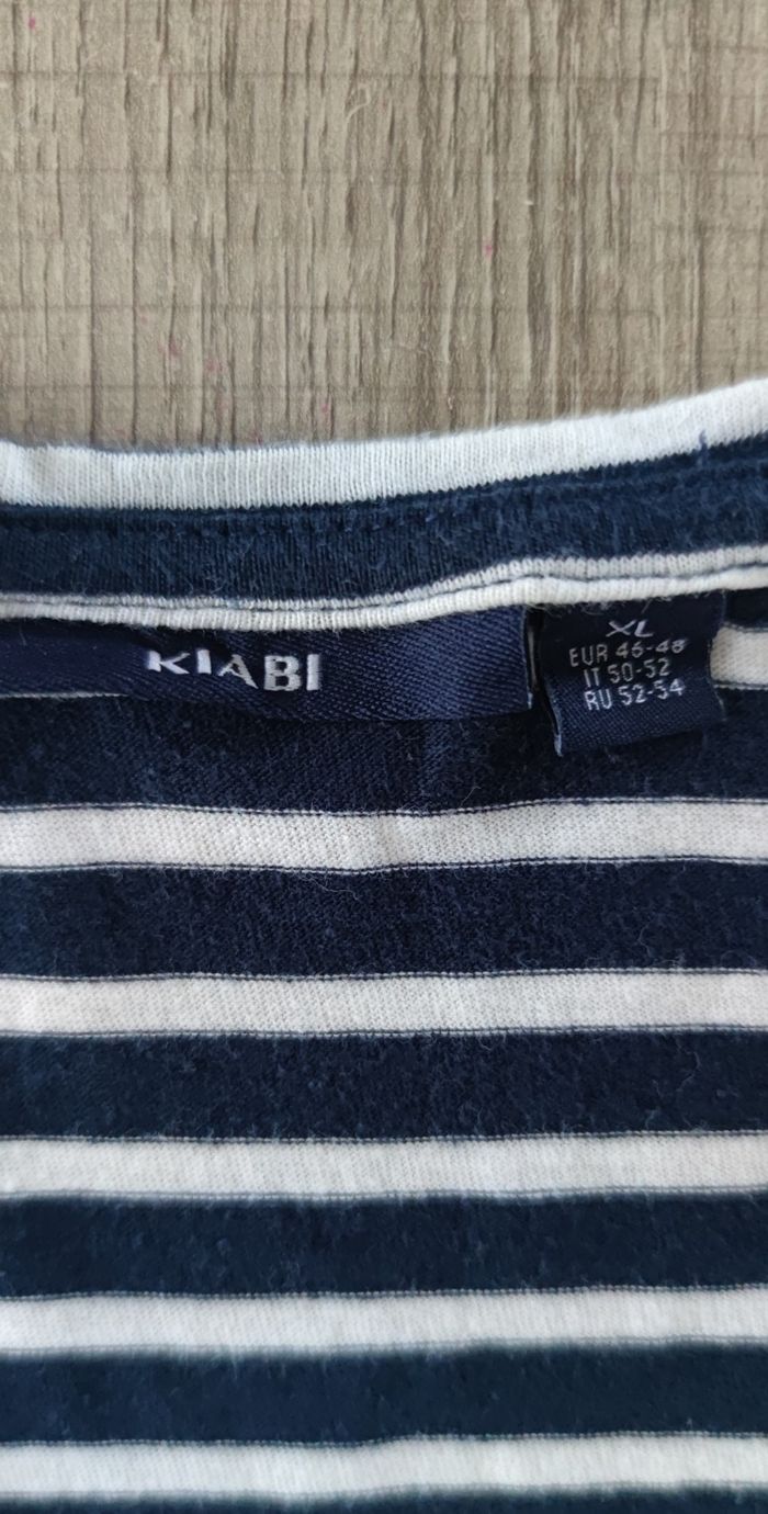 ⚓ T-shirt marinière bleu marine à rayures blanches – Kiabi – Taille XL – Femme - photo numéro 4