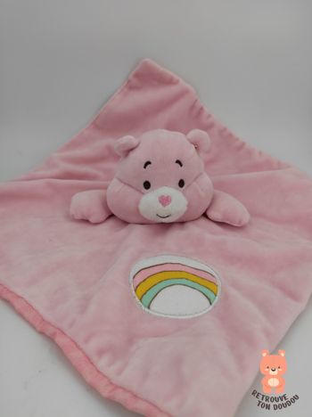 Doudou Plat Bisounours Rose Arc-en-ciel Care Bears