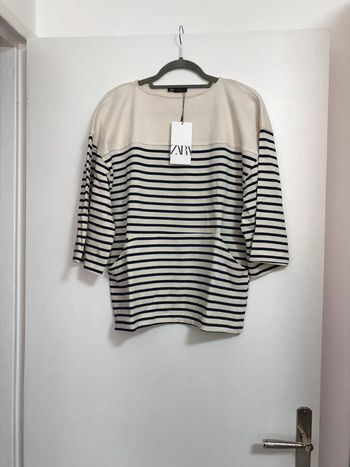 Superbe beau t-shirt heavy à rayures Zara neuf avec étiquette taille S