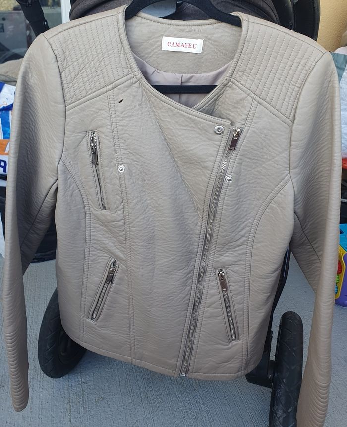 Veste en cuir camaïeu - photo numéro 4