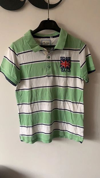Polo vert blanc 12 ans Pepe Jeans London 1973