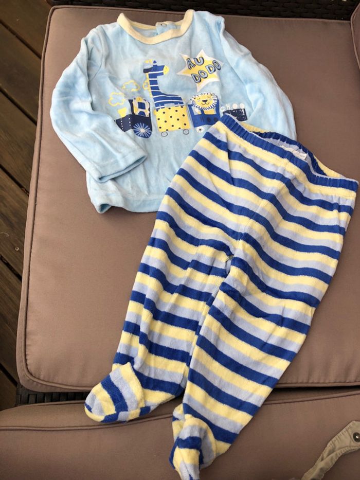 Pyjama 2 pièces velours 1 an 12 mois - photo numéro 3
