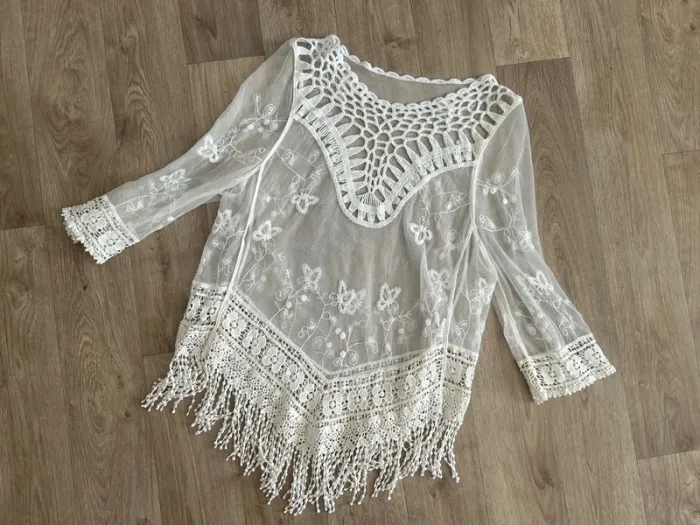 Top plage Cache-Maillot En Dentelle À Mailles Transparentes Pour Femmes - photo numéro 2