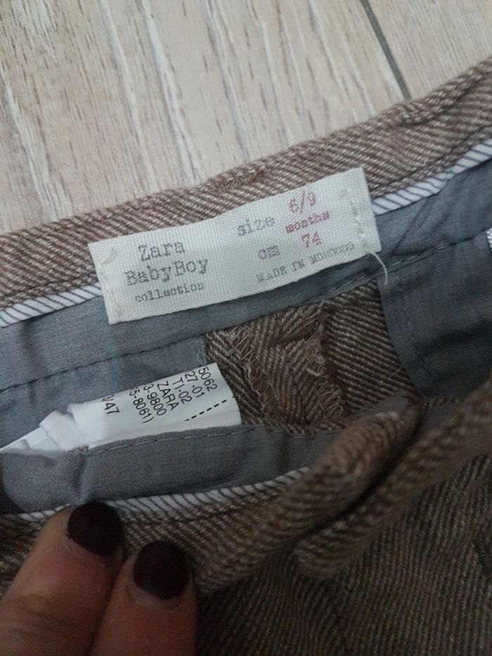 Un short hiver garçon 6/9 mois zara effet laine beige foncé marron clair - photo numéro 3