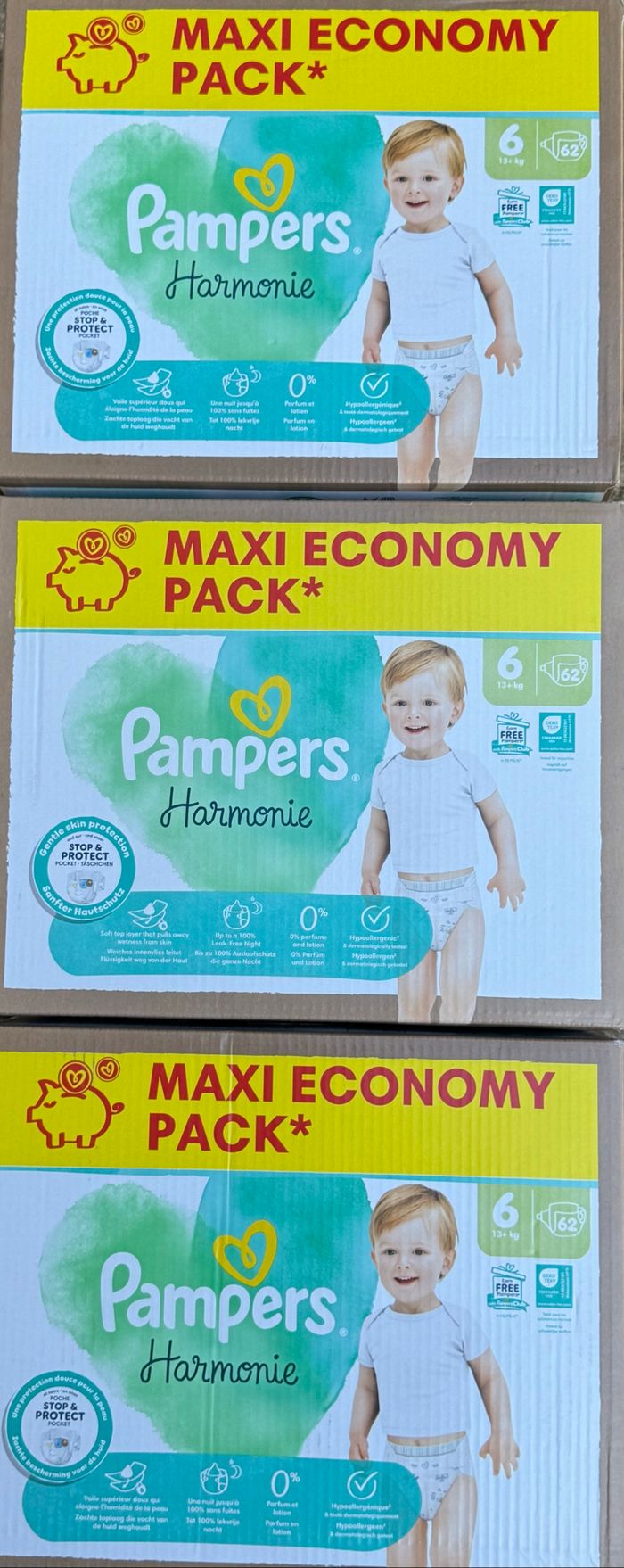 Lot de 186 couches pampers harmonie - taille 6 - 13 kg et + neuf