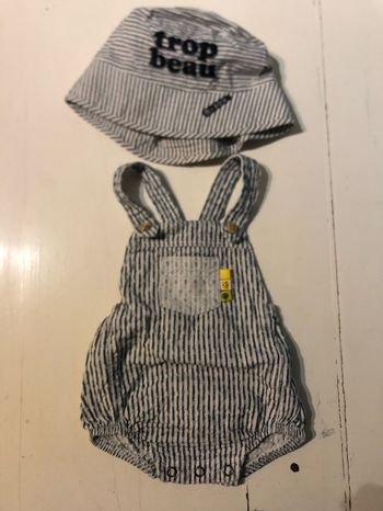 Ensemble salopette bloomer et chapeau