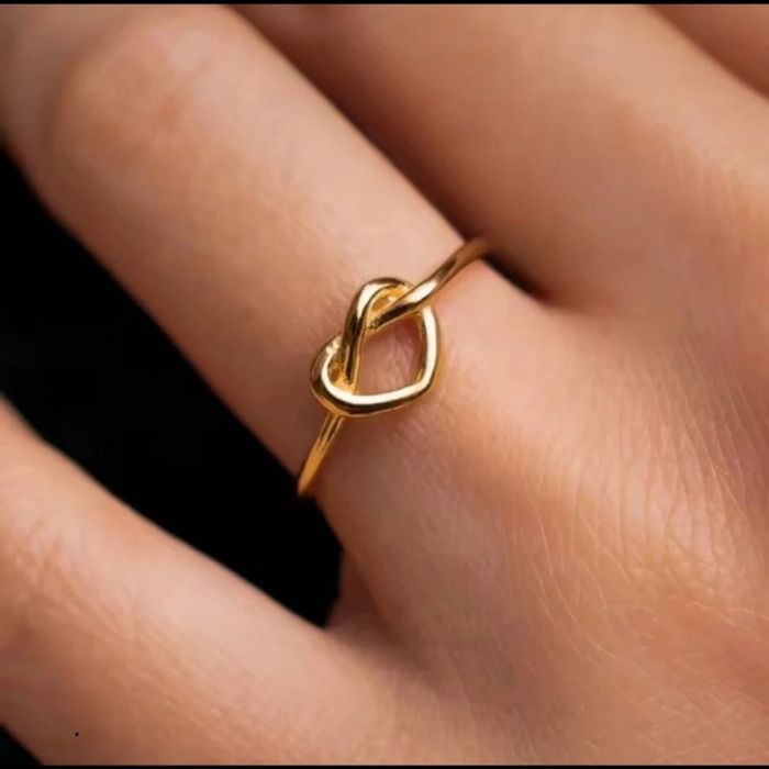 Bague dorée noeud coeur réglable en acier inoxydable - photo numéro 3