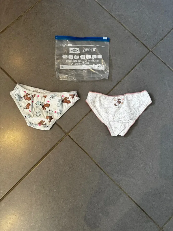 Lot de 2 culottes - Orchestra - Lapin, chien, cœur - Blanc, rose, marron & rouge - 6 ans - photo numéro 3