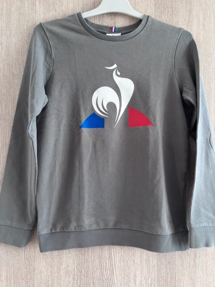 Pull Le Coq Sportif garçon 12 ans coton gris - photo numéro 2