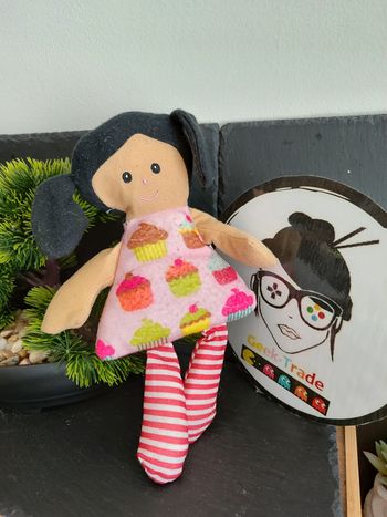 doudou greenbrier international fille rose gâteaux marron noir rayé robe DD03231