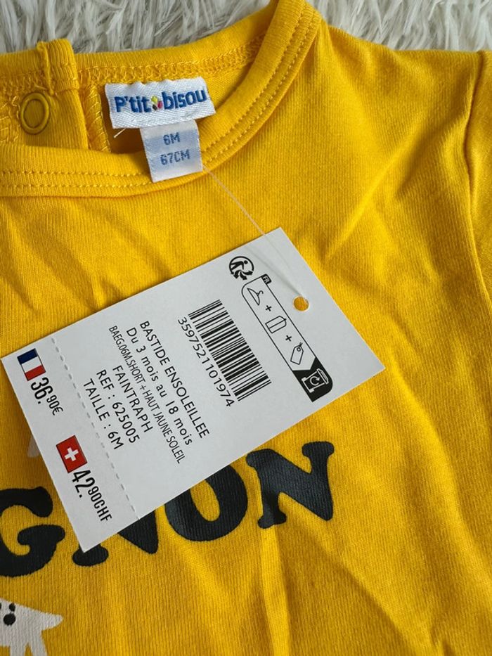 Ensemble short t-shirt P’tit bisou taille 6 mois - photo numéro 5