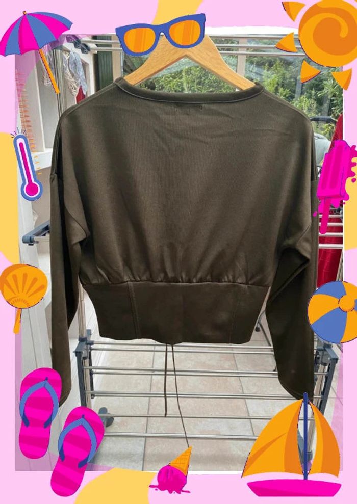 Pull d'hiver lacets kaki S 36 - photo numéro 5