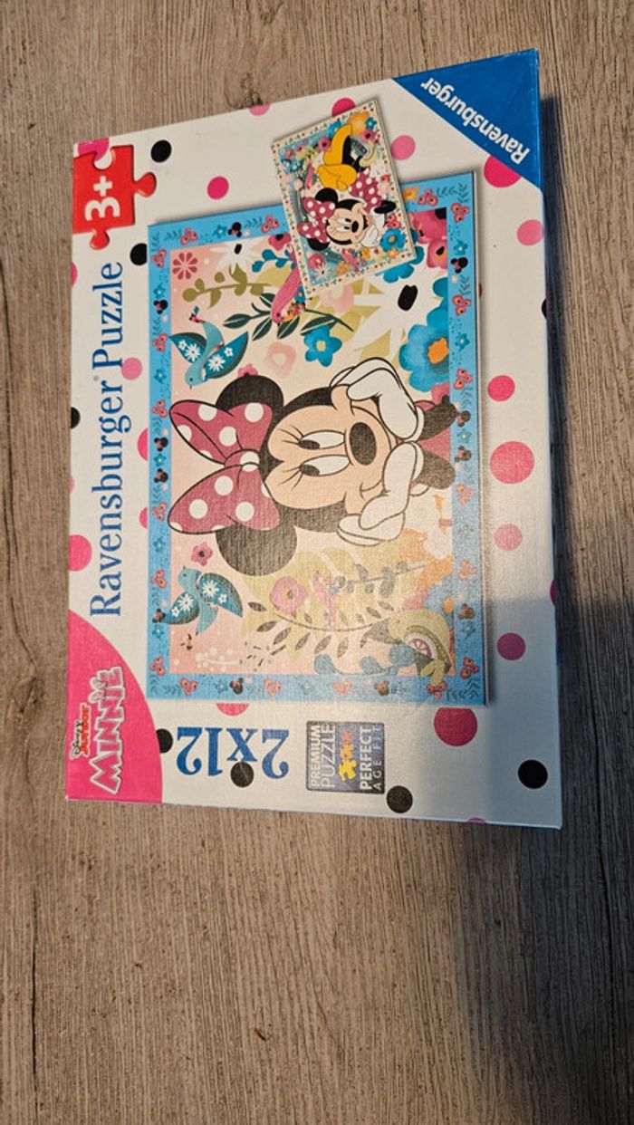 Boite de 2 puzzles Disney Minnie, 12 pièces chacun avec modéle, nickel - photo numéro 3