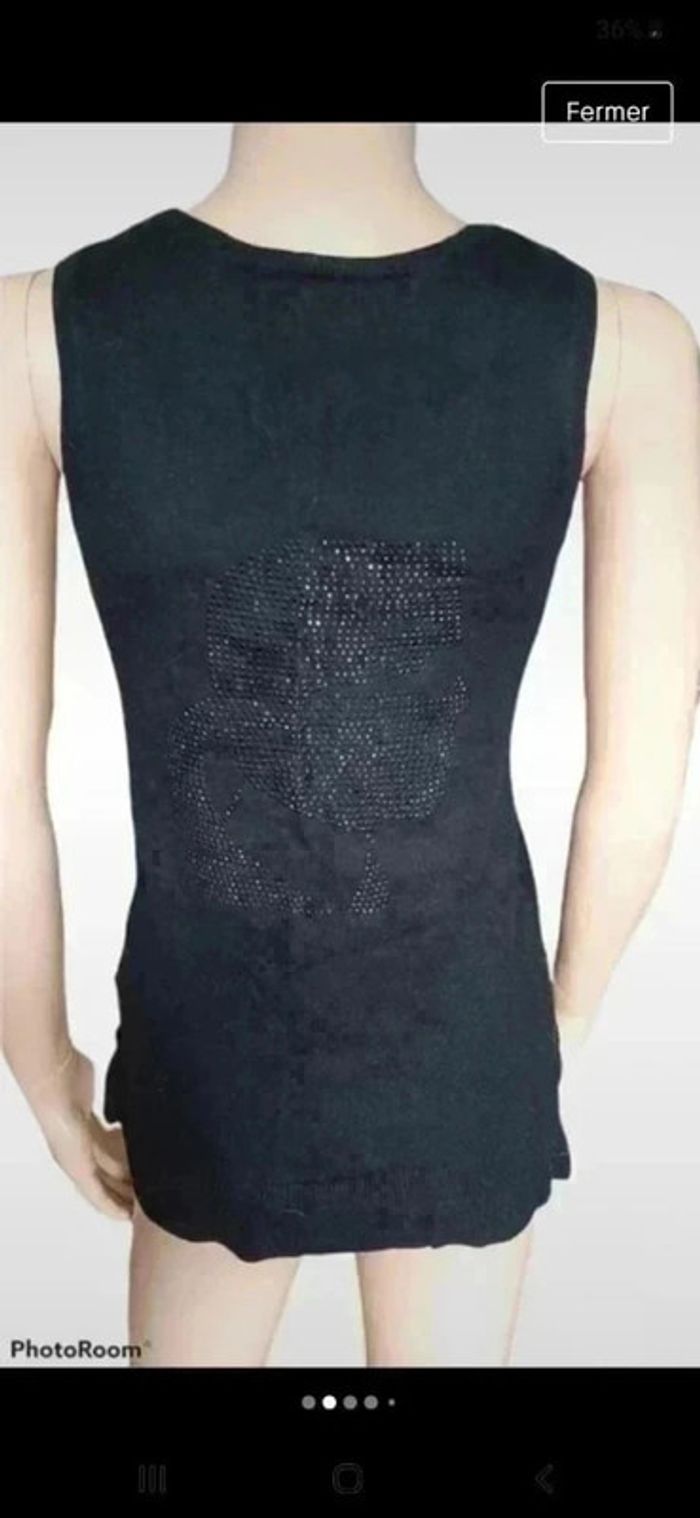 Pull sans manche en maille Karl Lagerfeld strass tête taille S neuf - photo numéro 2