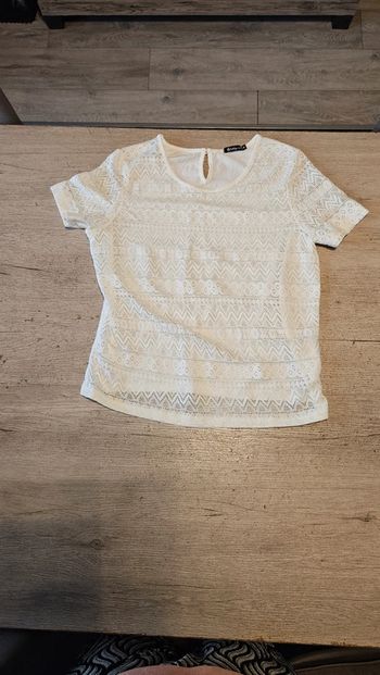 Blouse à manches courtes, blanche en dentelle, Follow me, taille M, neuf