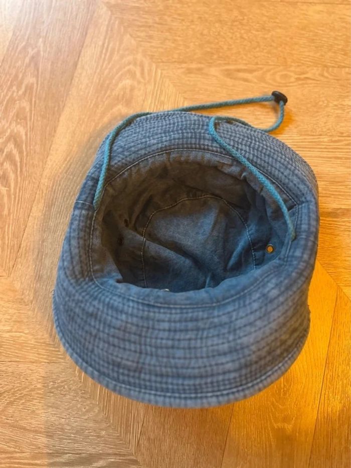 Chapeau unisexe bleu effet denim avec cordon neuf - photo numéro 9