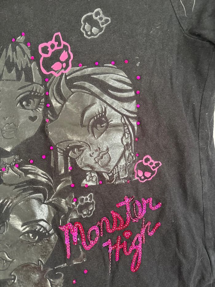 t-shirt noir à manches longues monster high taille 12 ans - photo numéro 3