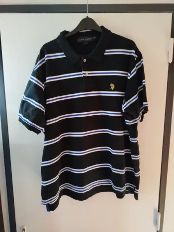 Polo US Polo Assn noir rayures blanches et bleues taille XXL
