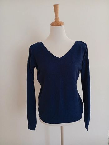 Etam - pull fin col V - bleu - taille XS