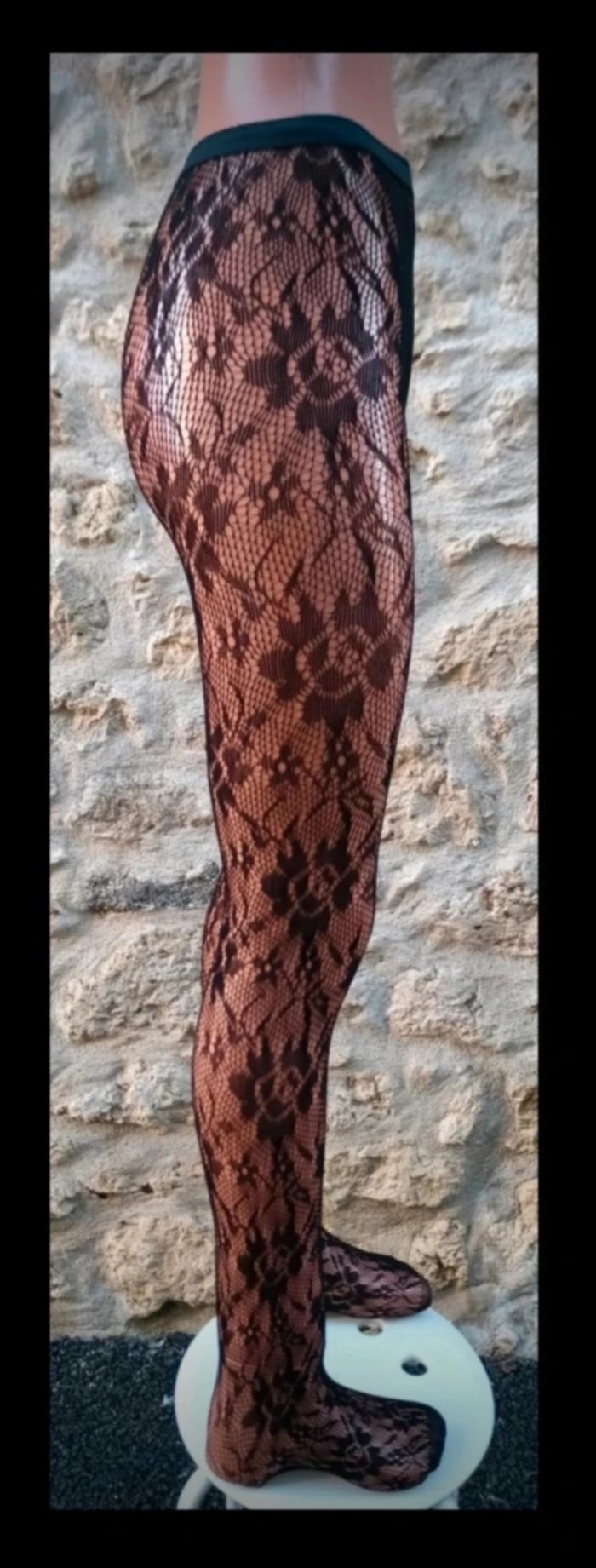 Collant résille fantaisie motif floral - photo numéro 4