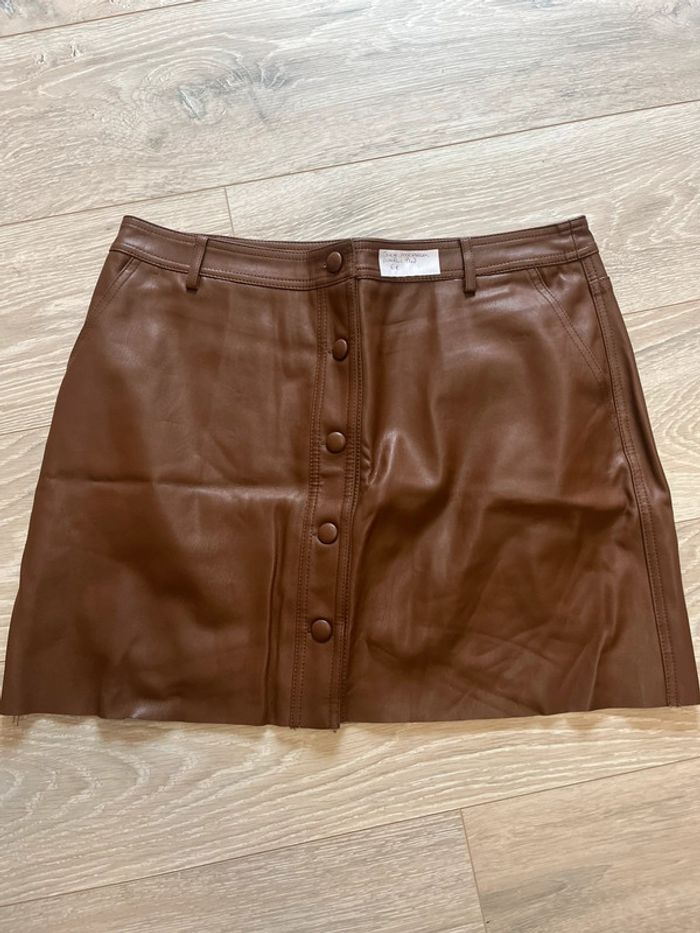 Jupe similicuir marron