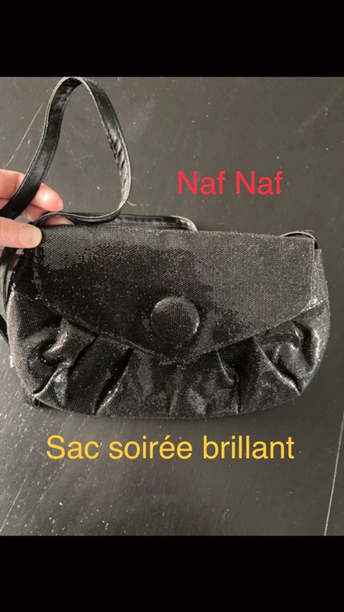 Sac avec bandoulière noir brillant
