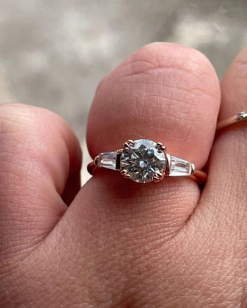 Bague argent plaqué or rose diamant moissanite 1ct 