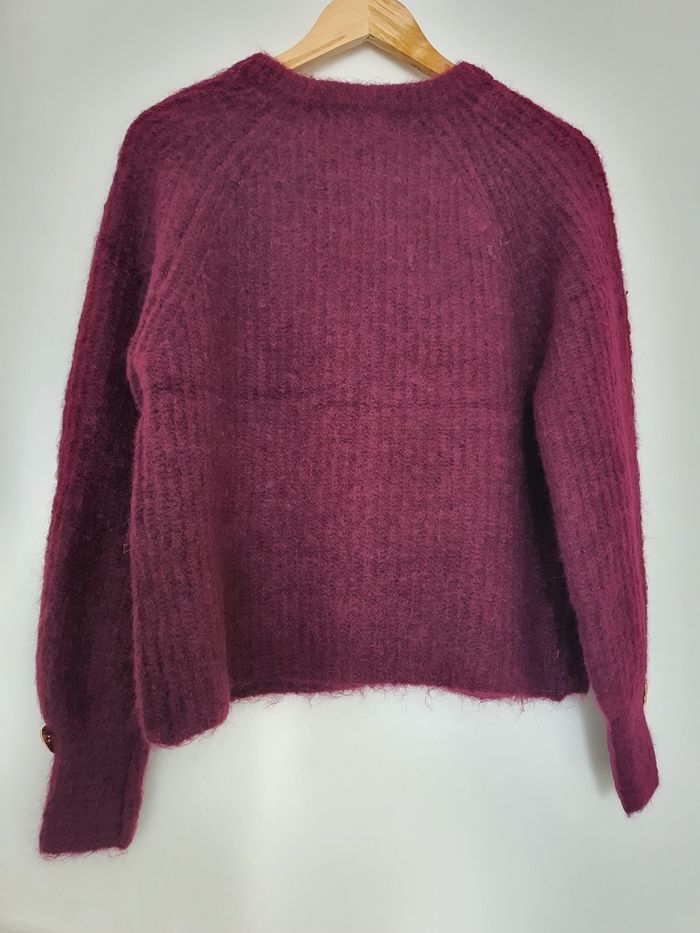 Pull cardigan laine broche dorée - photo numéro 4