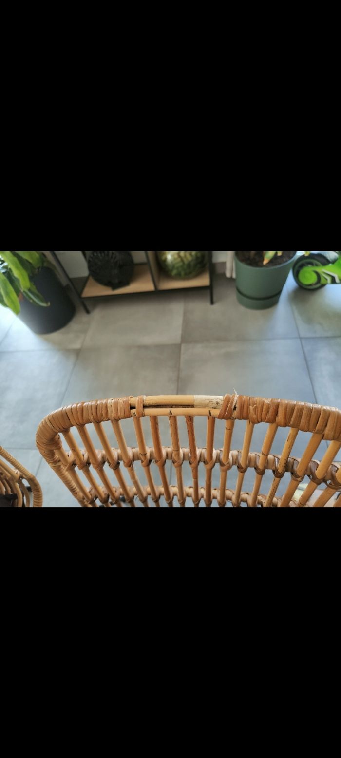 Lot 8 chaises en rotin et métal - photo numéro 3
