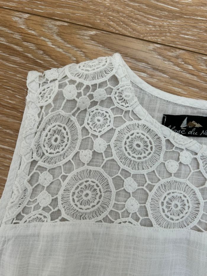 Haut débardeur blanc du Nil - en coton et dentelles - taille 4 42/44 - photo numéro 2