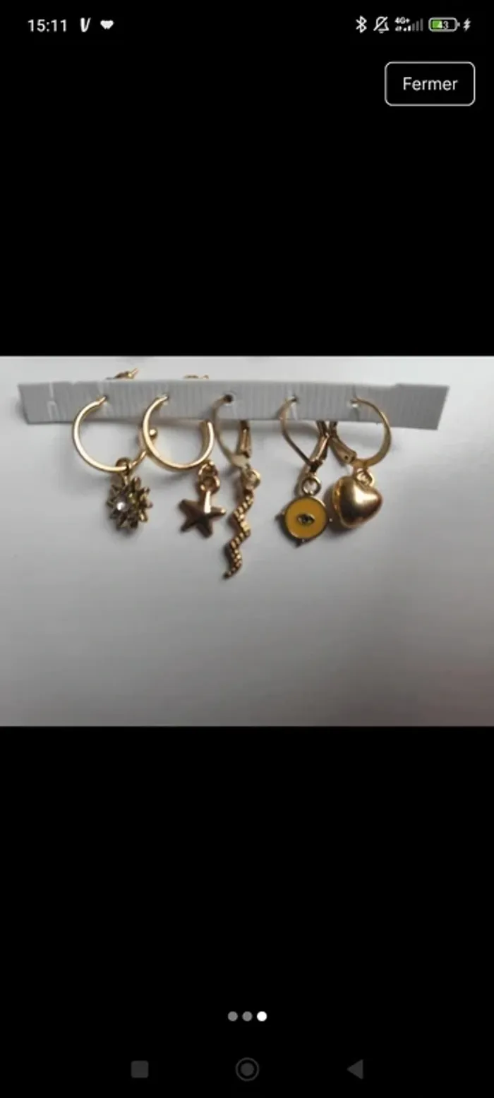 Lot de 10  Mini Créoles à Breloques - Blanche, Rouge, Corail, Jaune, Doré - photo numéro 4