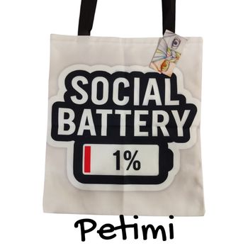 Tote bag sac cabas Social Battery 1%