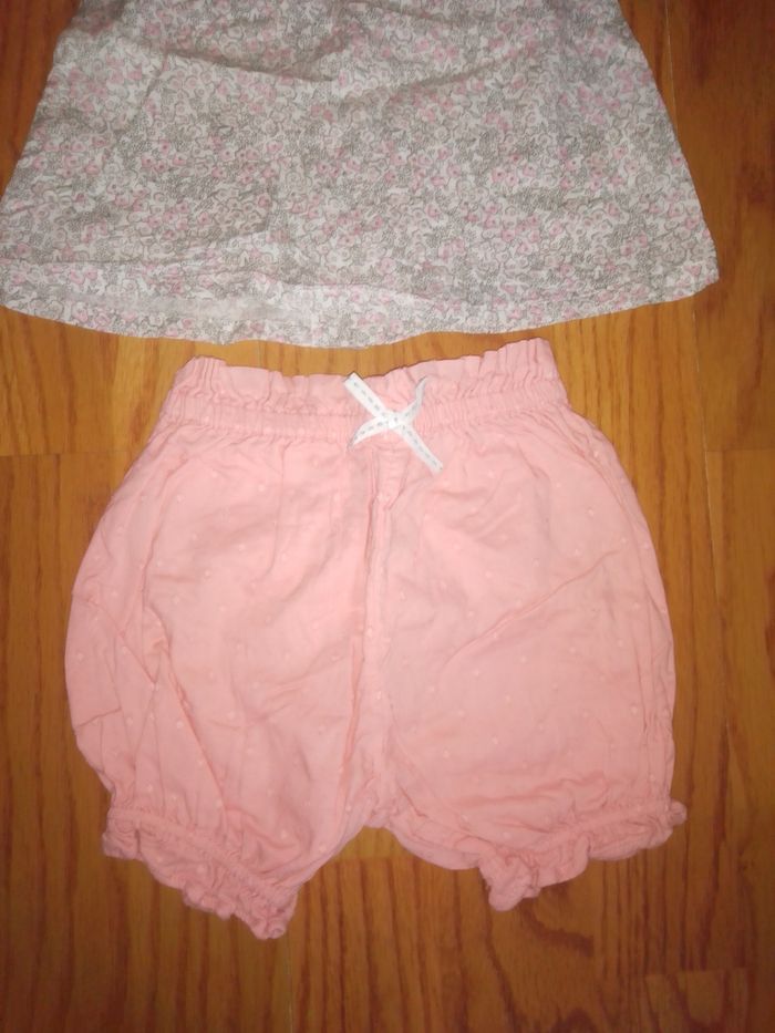 Ensemble 3 mois blouse liberty et short gaz de coton Bout'chou - photo numéro 3