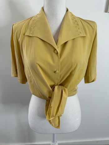 Chemisier jaune moutarde pastel Daniel Duval Paris Vintage T38 M