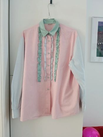 Chemise vintage manches longues rayures multicolores taille