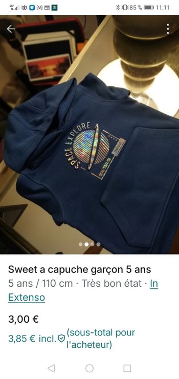Sweat capuche 5 ans