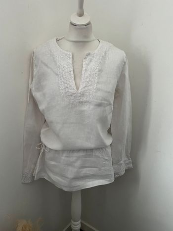 Blouse blanche col V camaïeu S