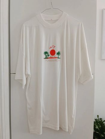 T shirt blanc vintage brodé Marrakech taille 3
