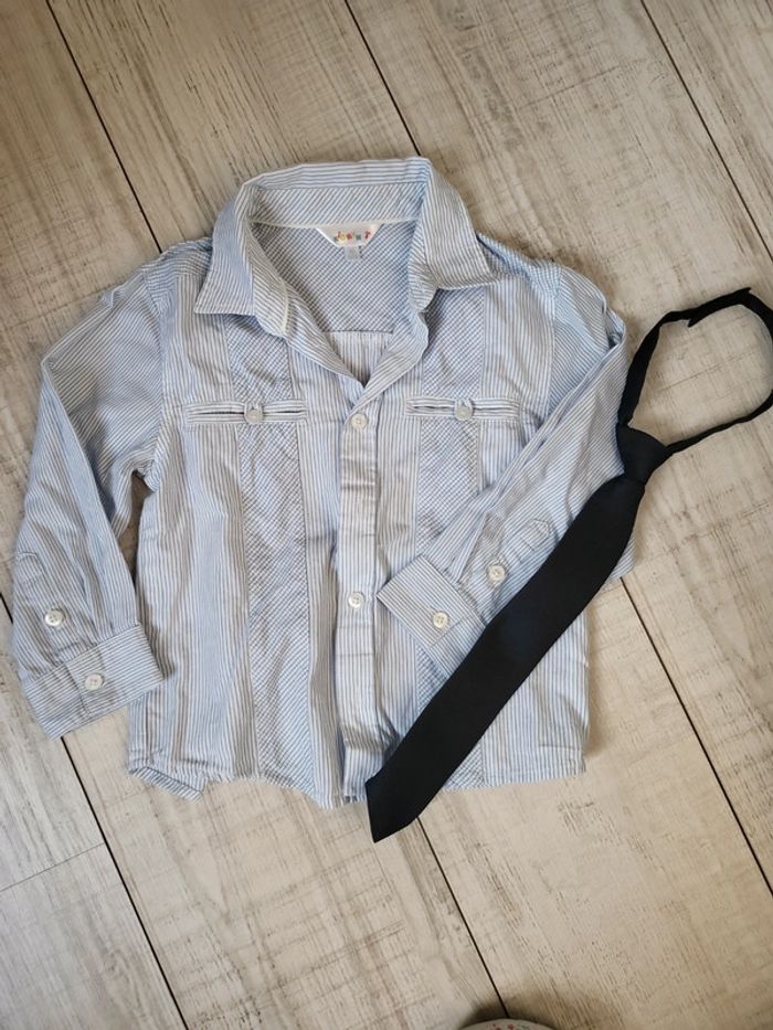 Chemise avec cravate garçon 4 ans kid kanaï peu portée - photo numéro 2