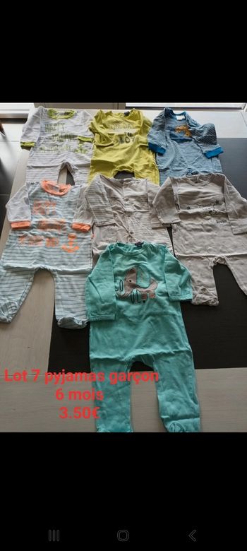 Lot 7 pyjamas garçon 6 mois