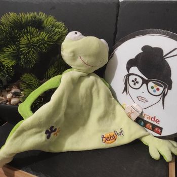 doudou grenouille vert orange violet baby nat plat triangle Feuille Nénuphar