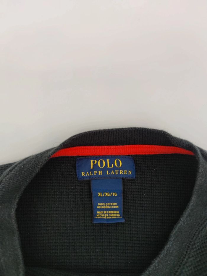Pull Crewneck Ralph Lauren Nid D'abeilles Noir Logo Brodé Rouge Taille XL Homme - photo numéro 5