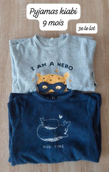 Lot de pyjamas hiver bébé garçon 9 mois
