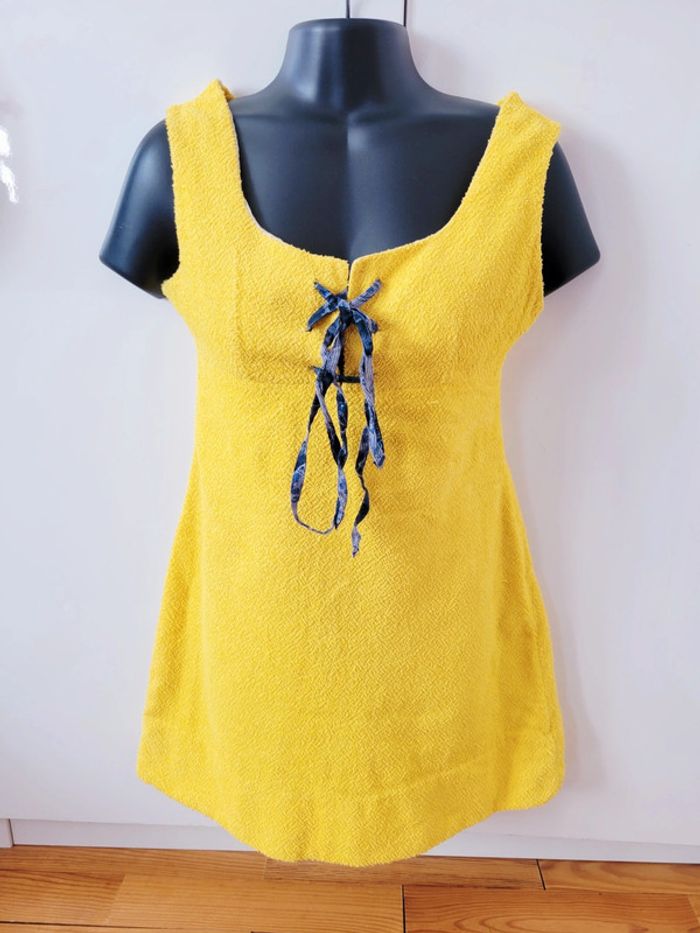Vintage, Authentique Robe Mini années 60's jaune vif plage