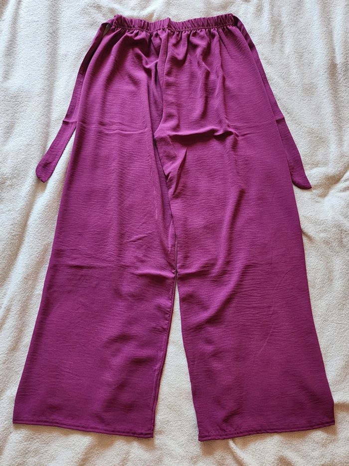 Pantalon à jambes larges / palazzo violet / prune TU 36/40 - photo numéro 4