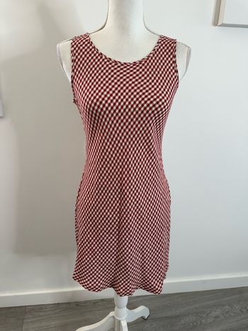 Robe à carreaux Vichy bordeaux et blanche Promod Vintage T38 M