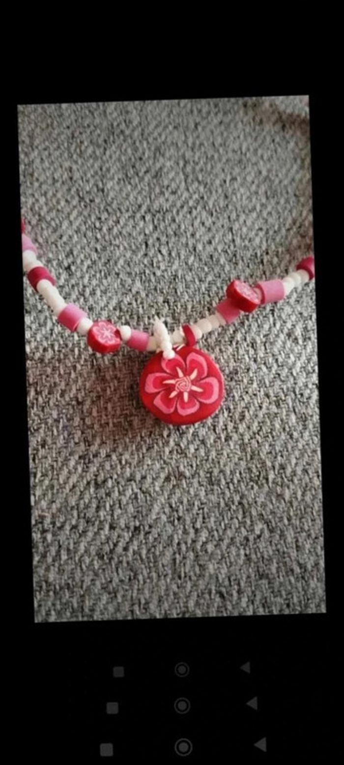 Collier élastique  fleur rose - photo numéro 6