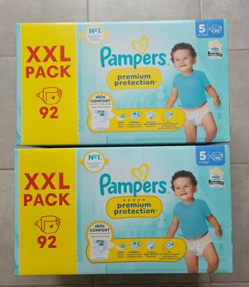2 cartons de couches pampers premium taille 5