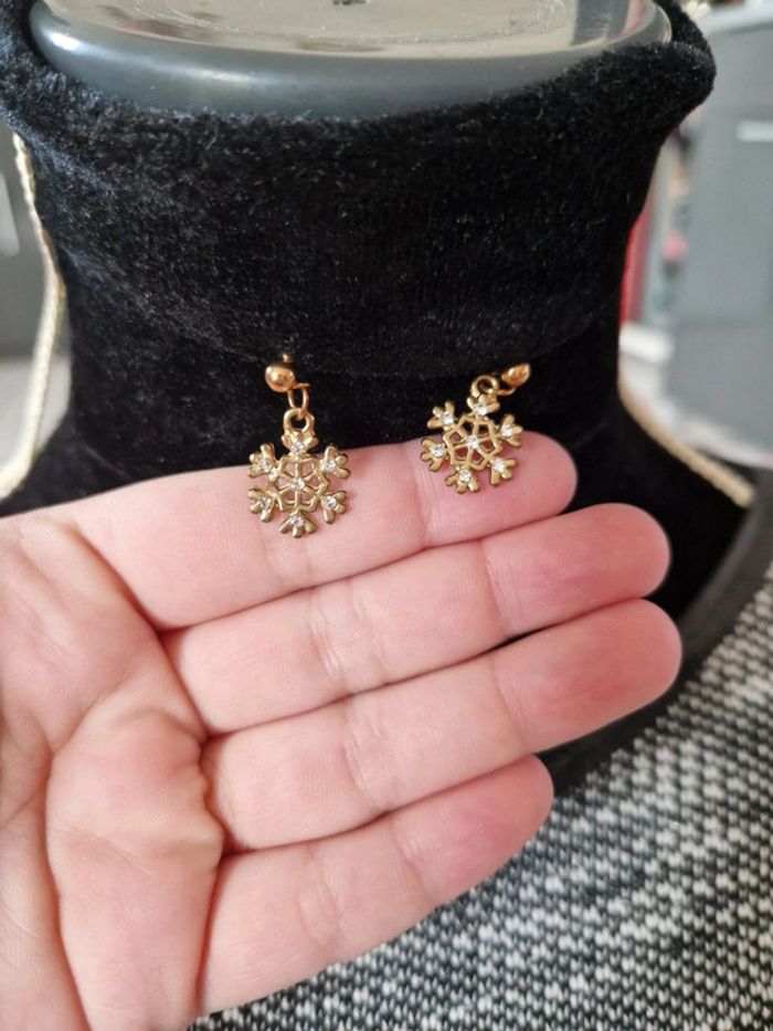 Boucles d'oreilles femme flocons - photo numéro 2